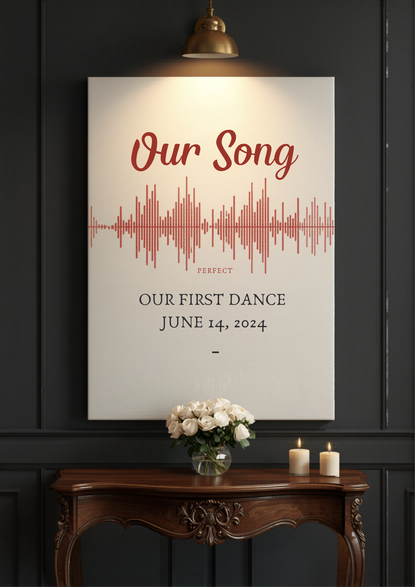 First dance song lyric sound wave wedding canvas