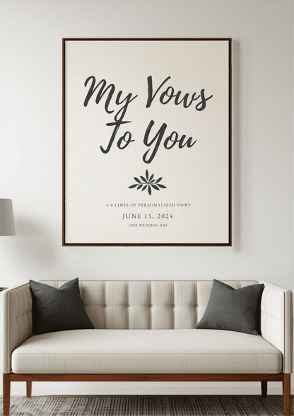 Custom Wedding Vows Calligraphy Canvas — Personalized Wedding Anniversary Wall Art by AmourPrint