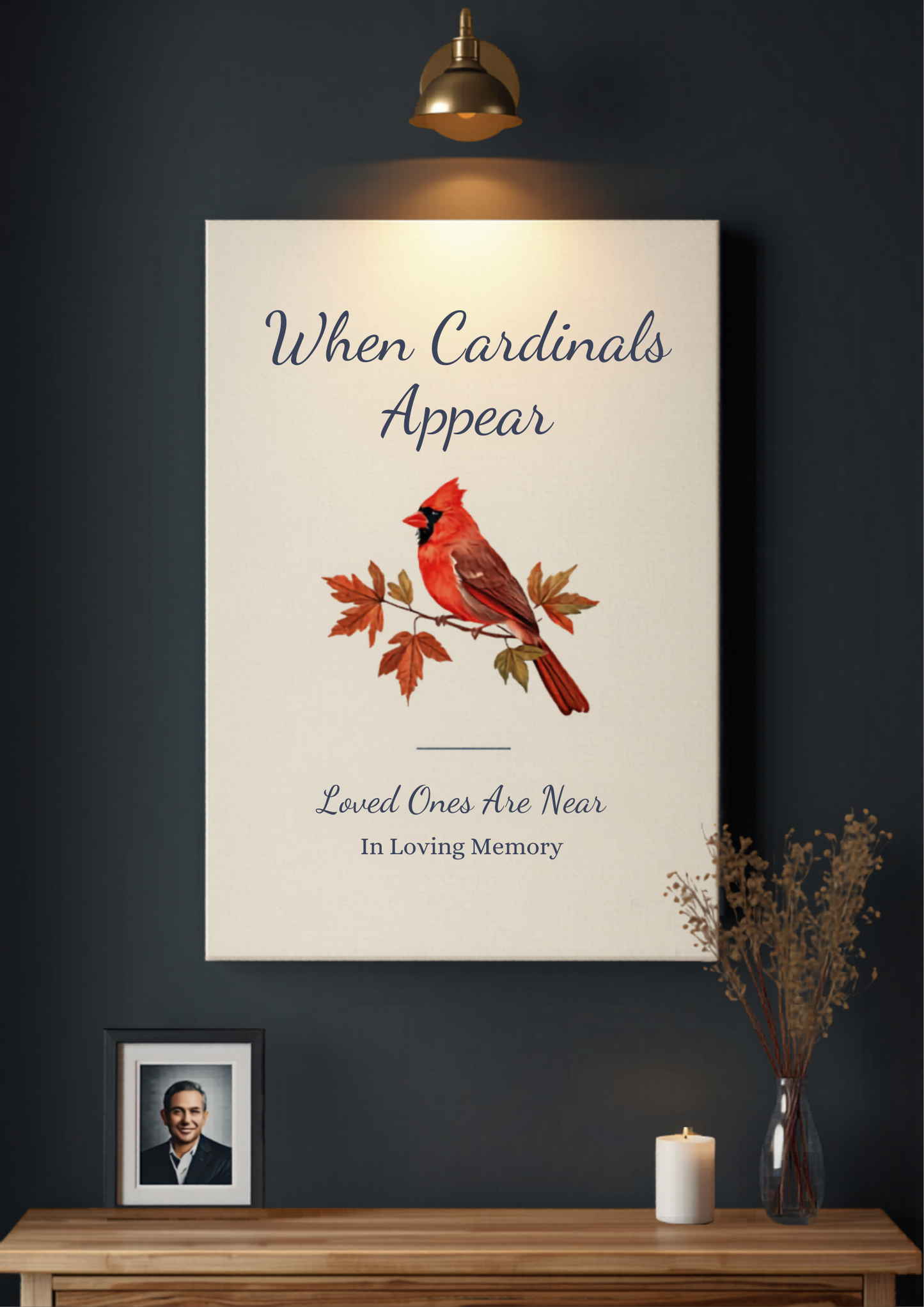 When cardinals appear loved ones are near memorial canvas