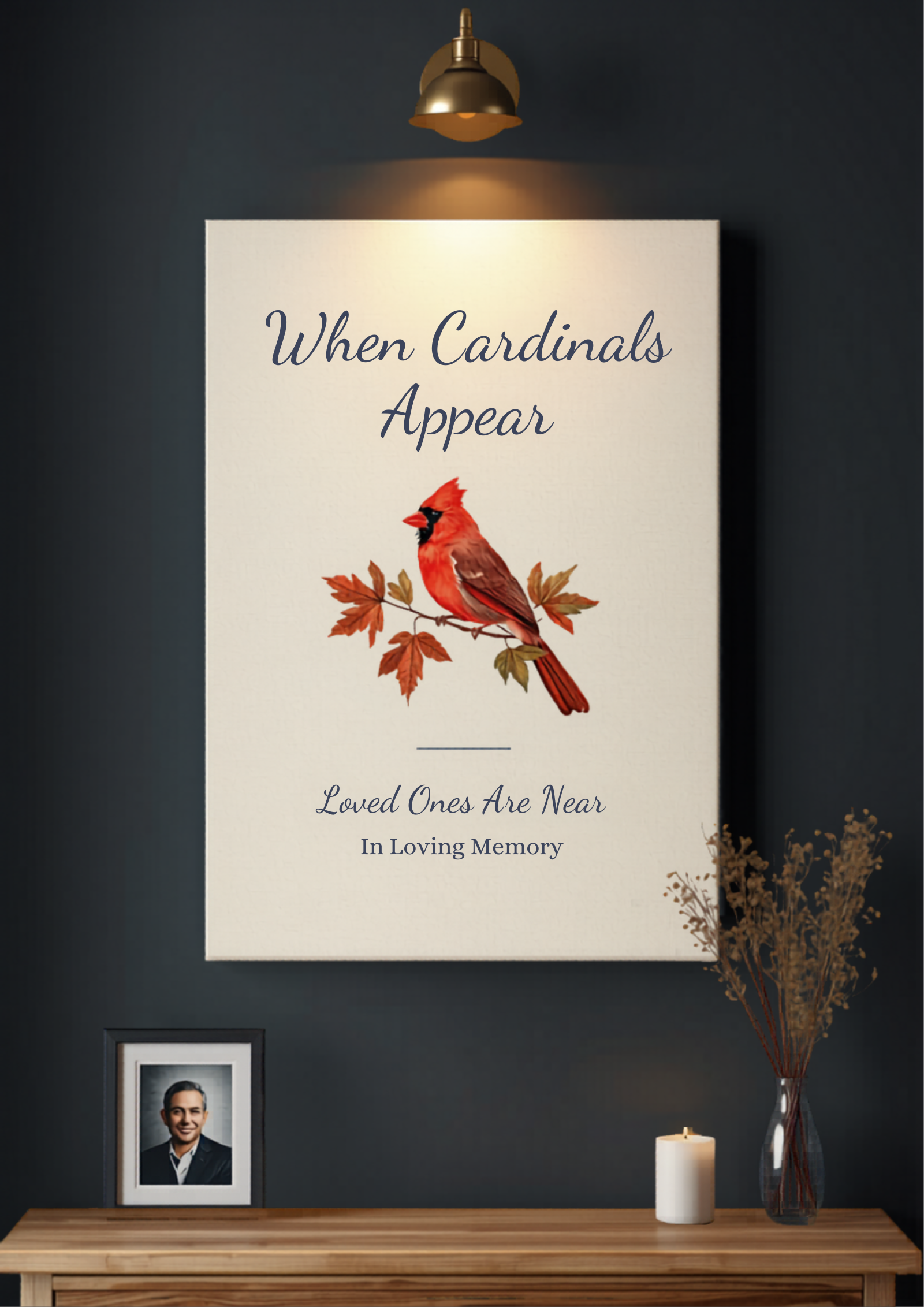 When cardinals appear memorial canvas