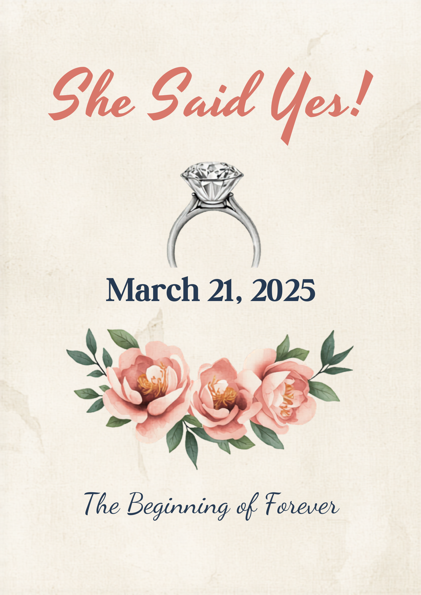 She Said Yes engagement diamond ring canvas
