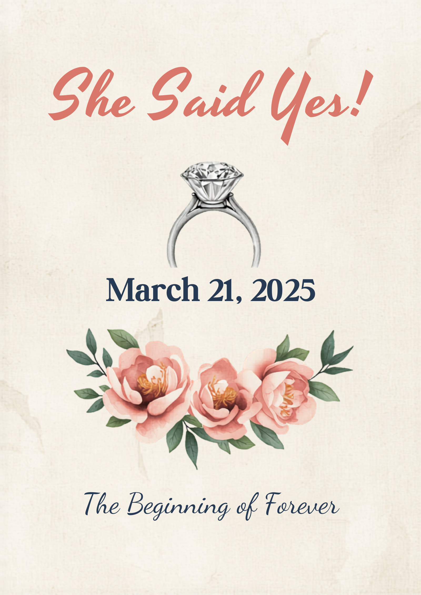 She Said Yes engagement diamond ring canvas