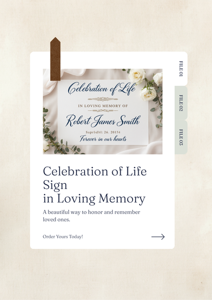 Custom funeral welcome sign celebration of life memorial service canvas
