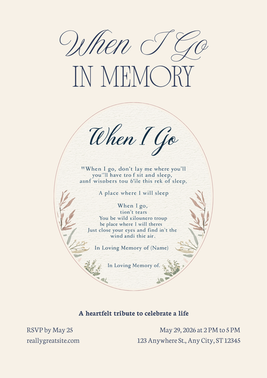 When I Go memorial poem sympathy custom canvas in loving memory