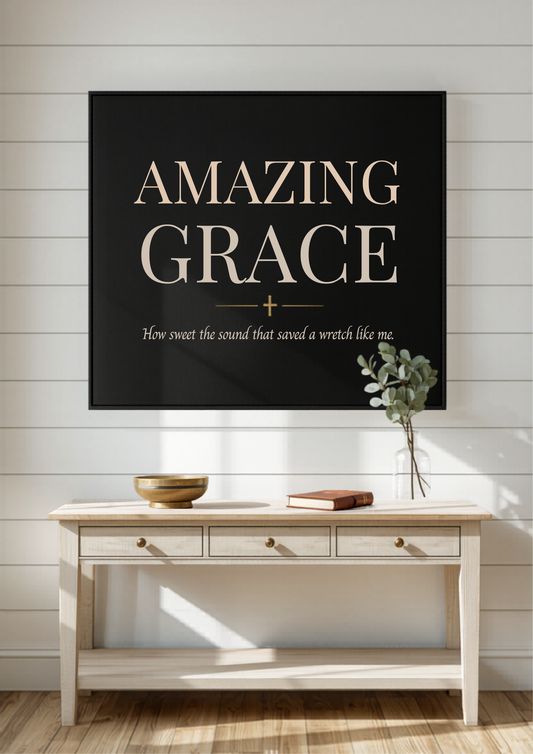 Amazing Grace How Sweet The Sound — Christian Hymn Canvas Wall Art for Entryway by AmourPrint