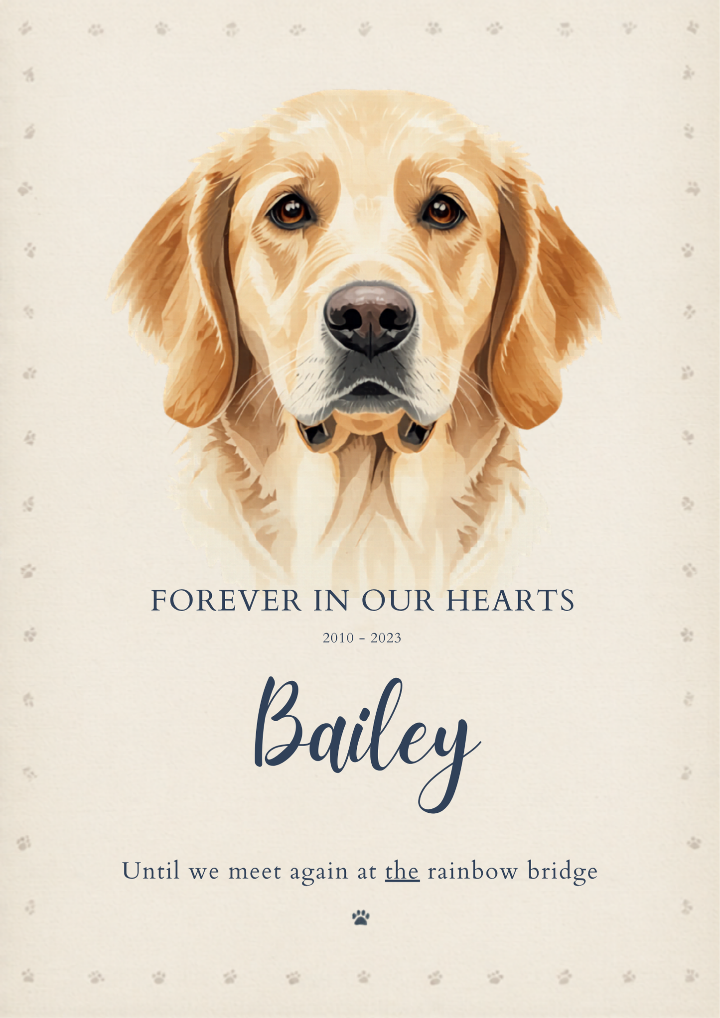 Pet Memorial Forever In Our Hearts watercolor canvas