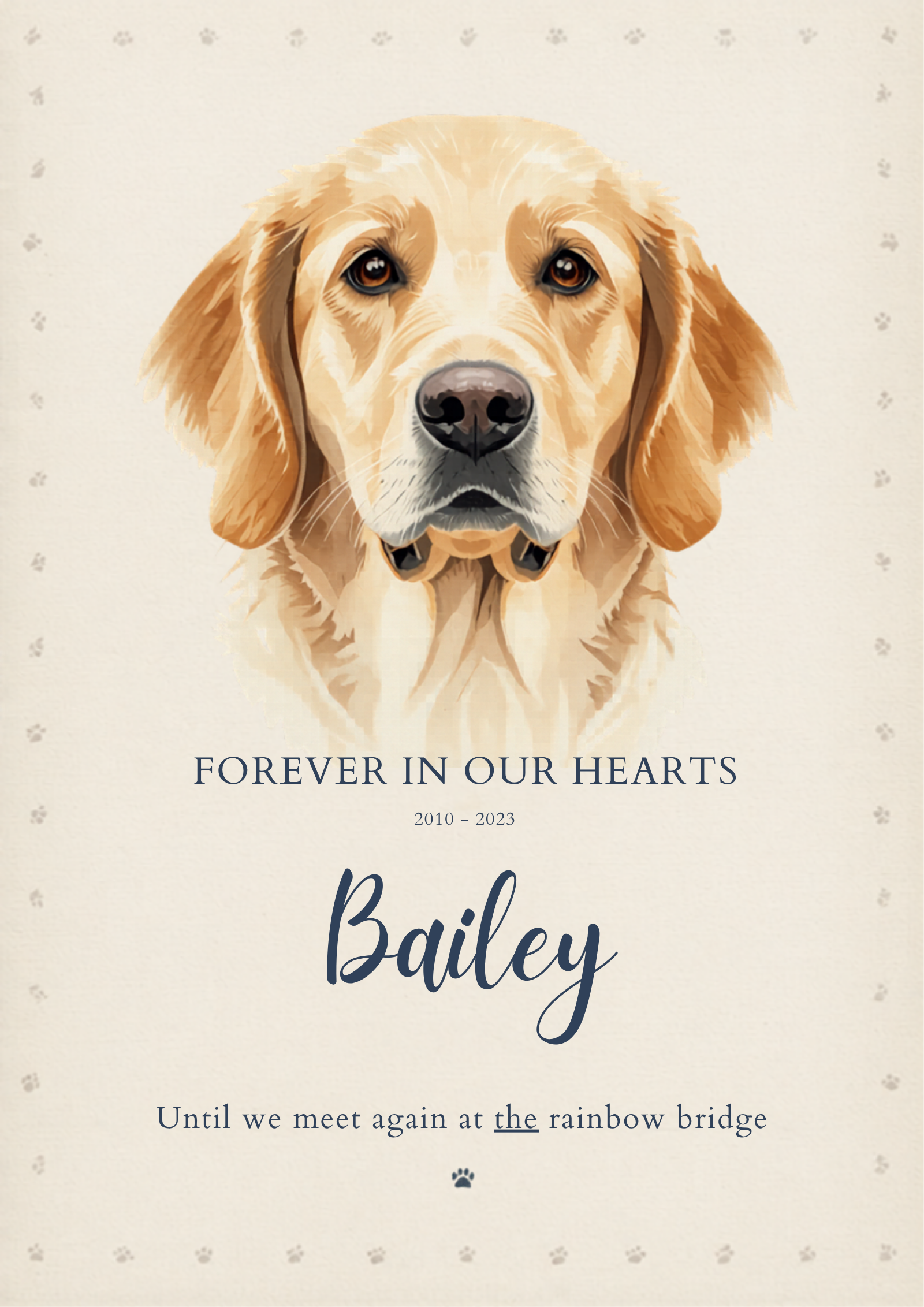 Pet Memorial Forever In Our Hearts watercolor canvas