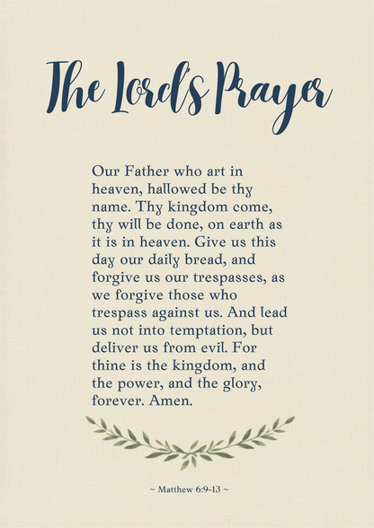 The Lord's Prayer Our Father Christian canvas wall art Matthew 6:9
