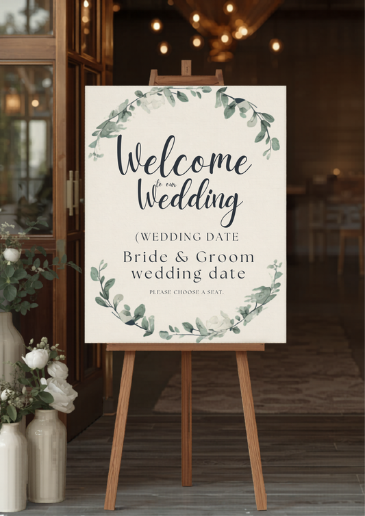 Custom Welcome To Our Wedding Sign Canvas — Personalized Wedding Entryway Decor by AmourPrint