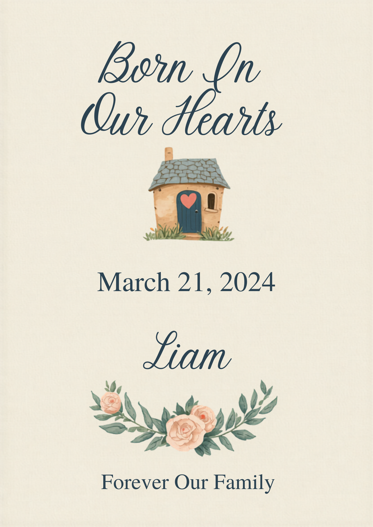 Born In Our Hearts adoption family canvas