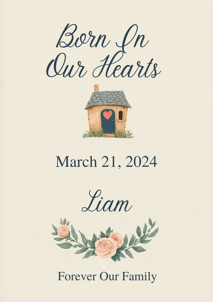 Born In Our Hearts adoption family canvas