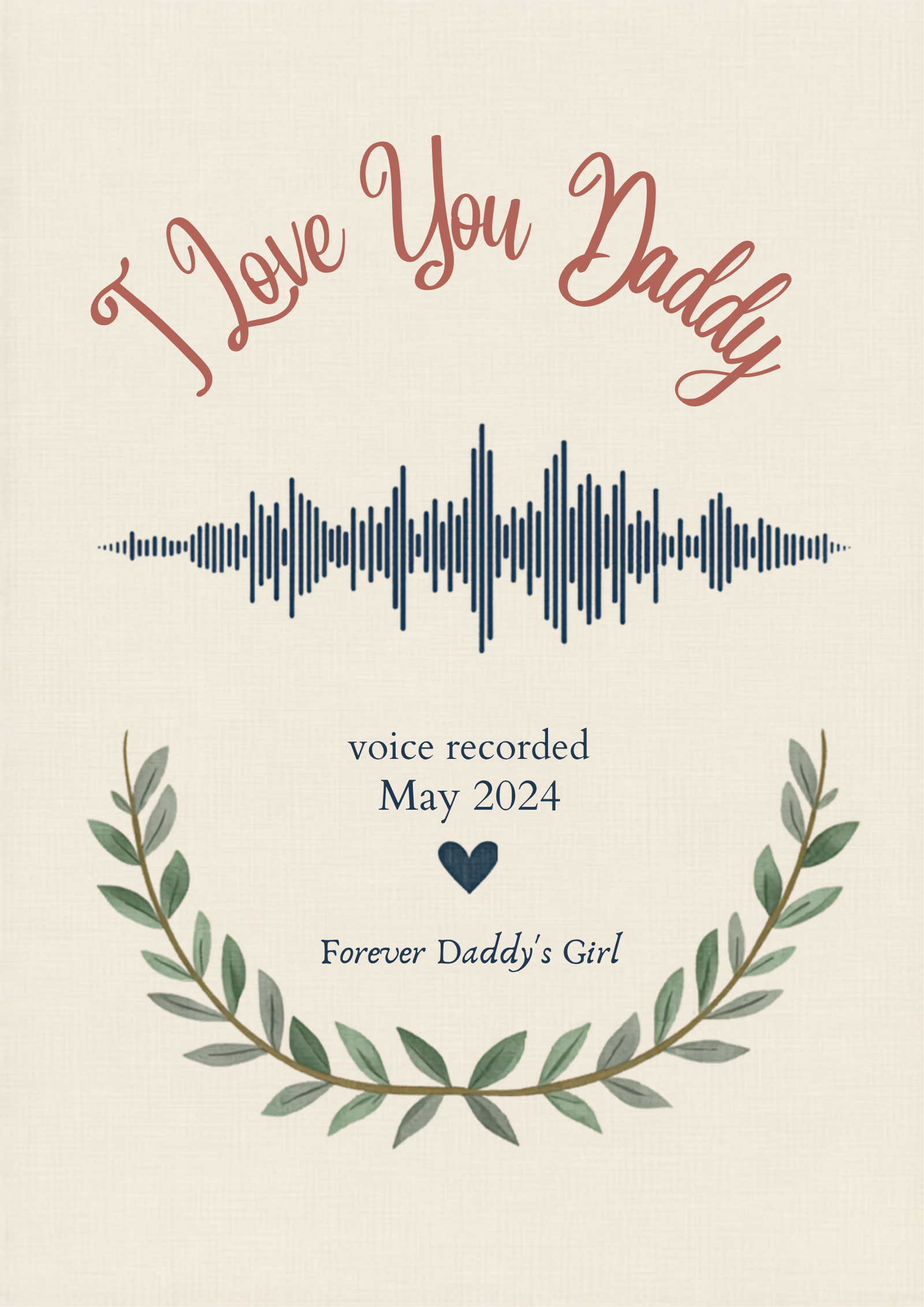Custom I Love You Daddy voice waveform sound wave canvas