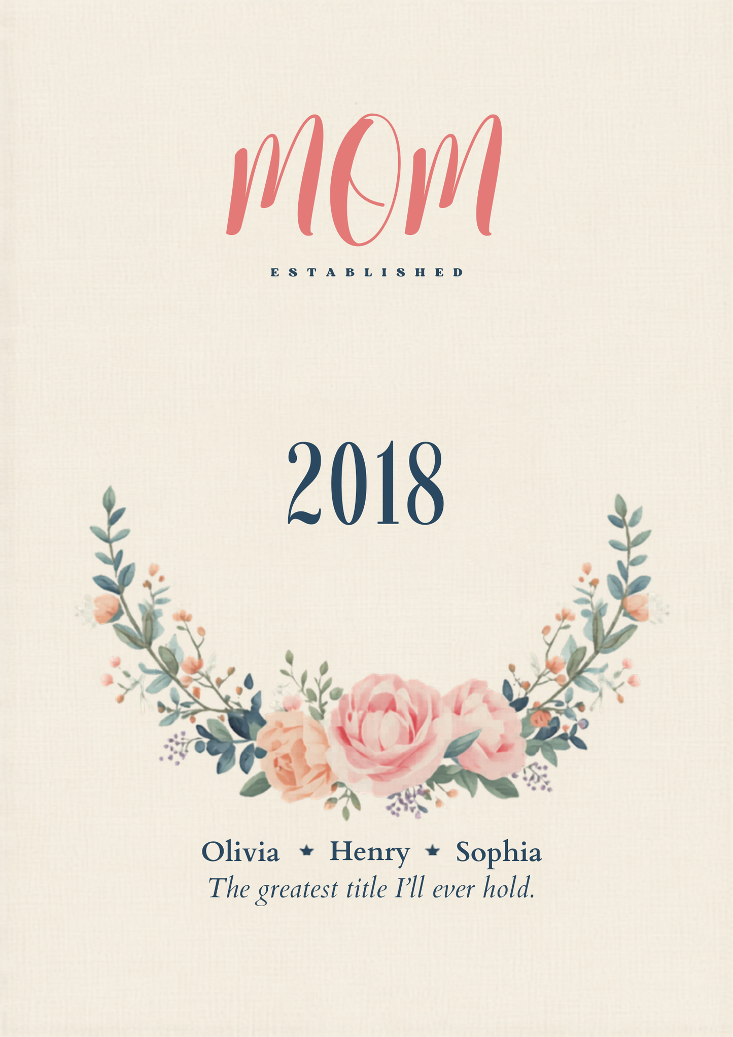 Mom Established custom Mother's Day canvas with children names