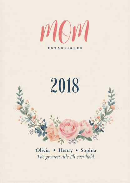 Mom Established custom Mother's Day canvas with children names