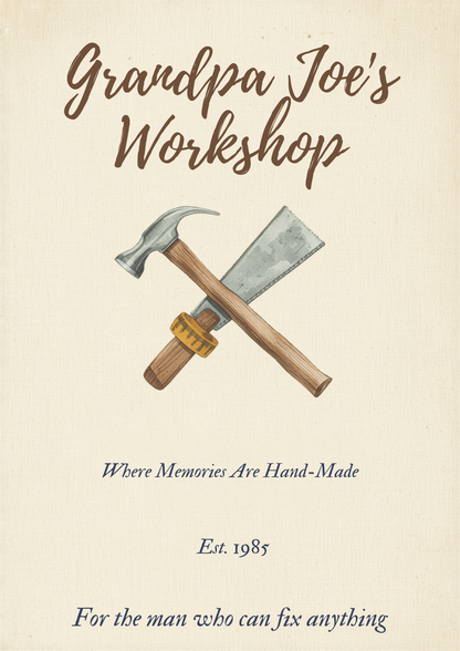 Custom Grandpa's Workshop Father's Day canvas