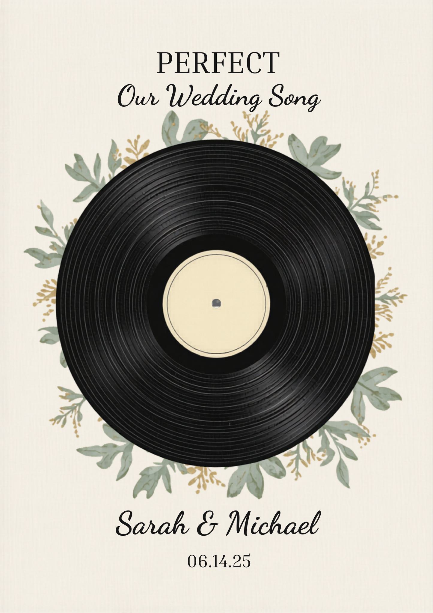Custom vinyl record wedding song canvas