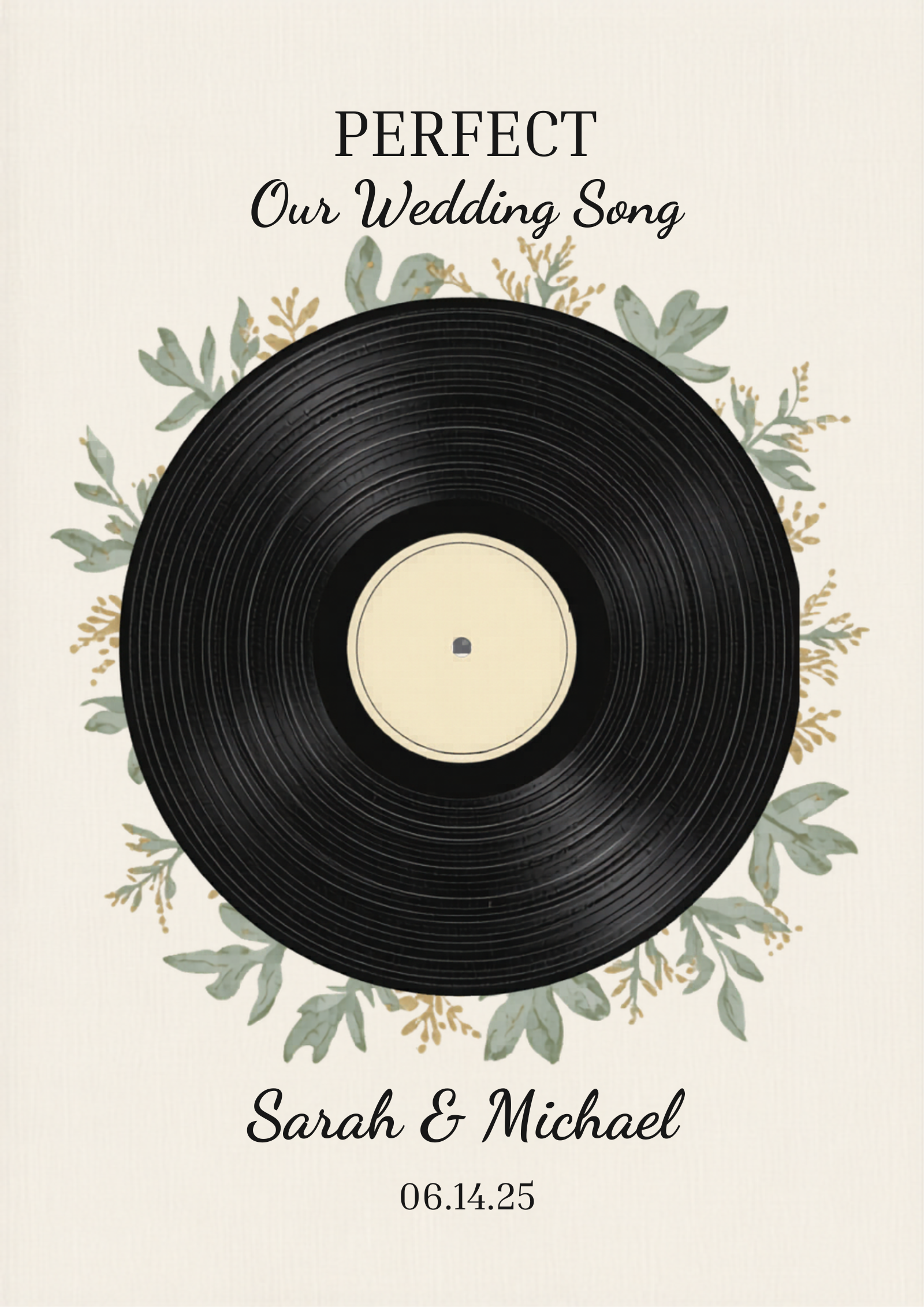 Custom vinyl record wedding song canvas