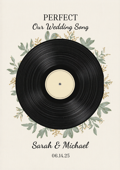 Custom vinyl record wedding song canvas