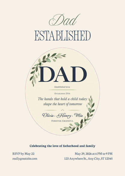 Custom Dad Established Father's Day canvas with children names