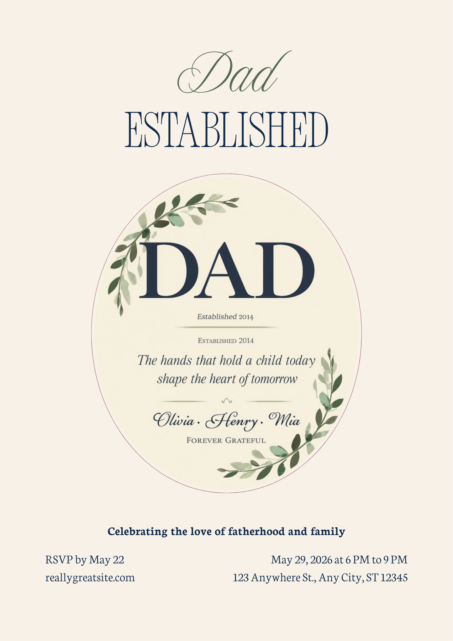 Custom Dad Established Father's Day canvas