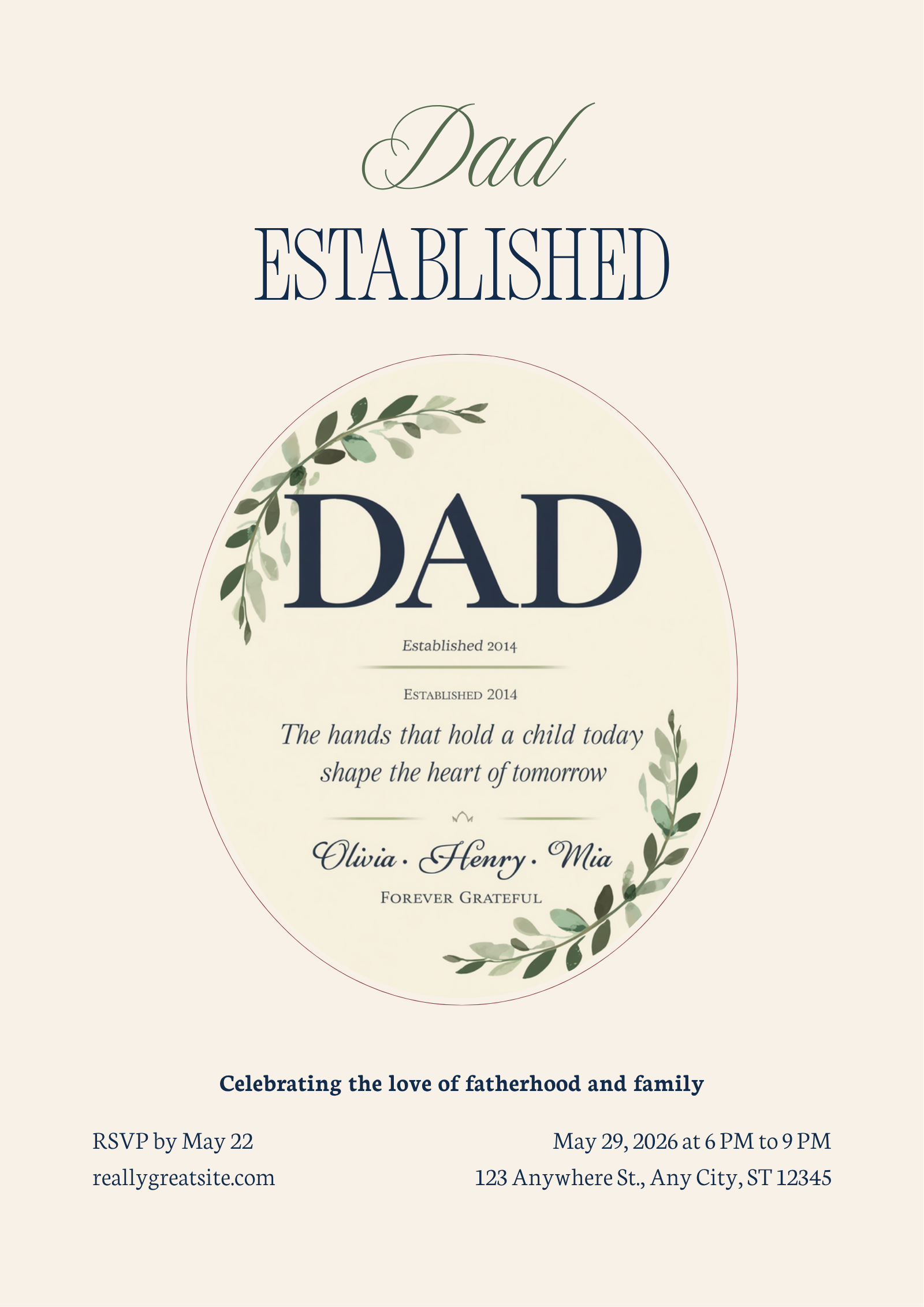 Custom Dad Established Father's Day canvas