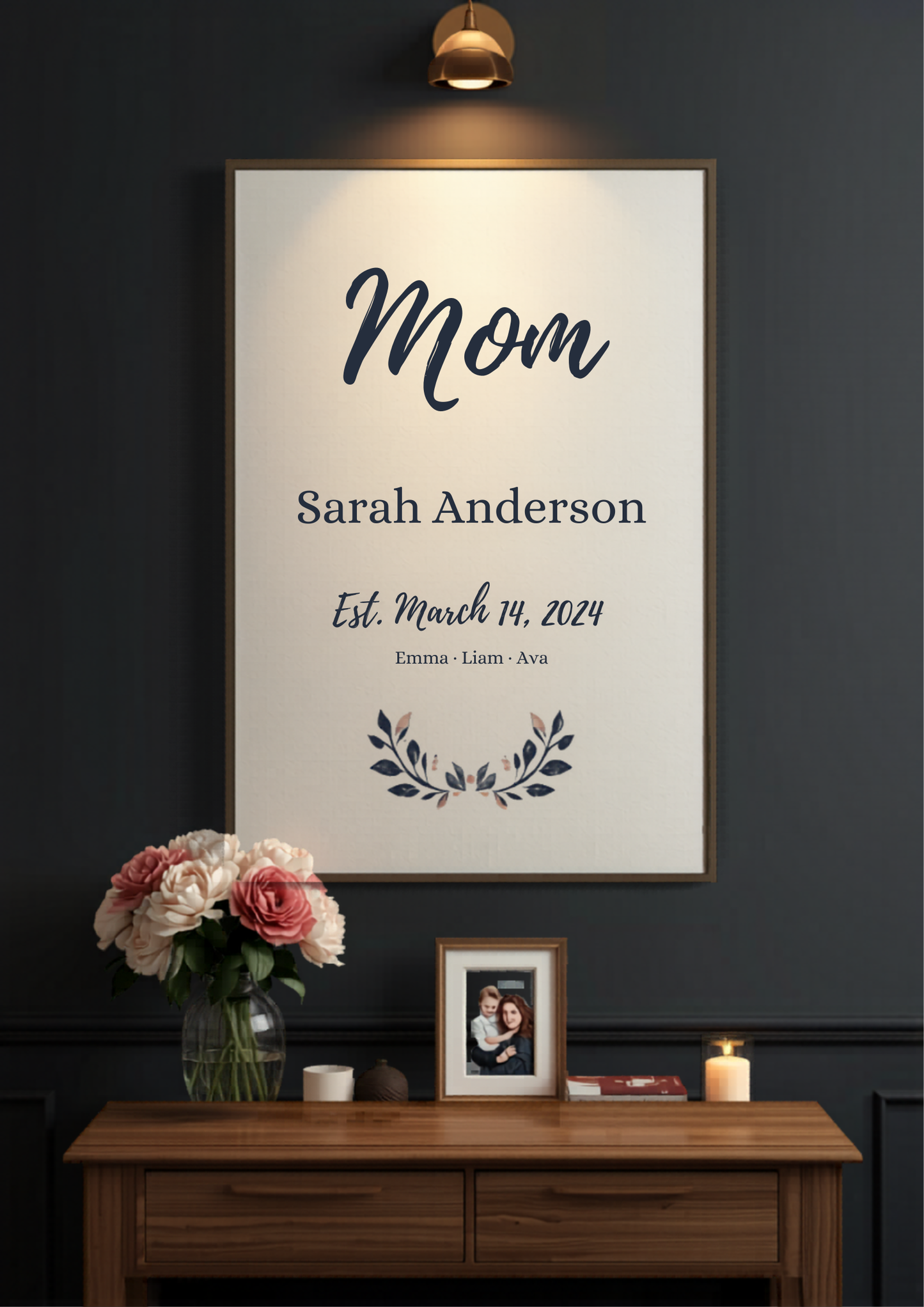 Custom Mom Established Mother's Day canvas