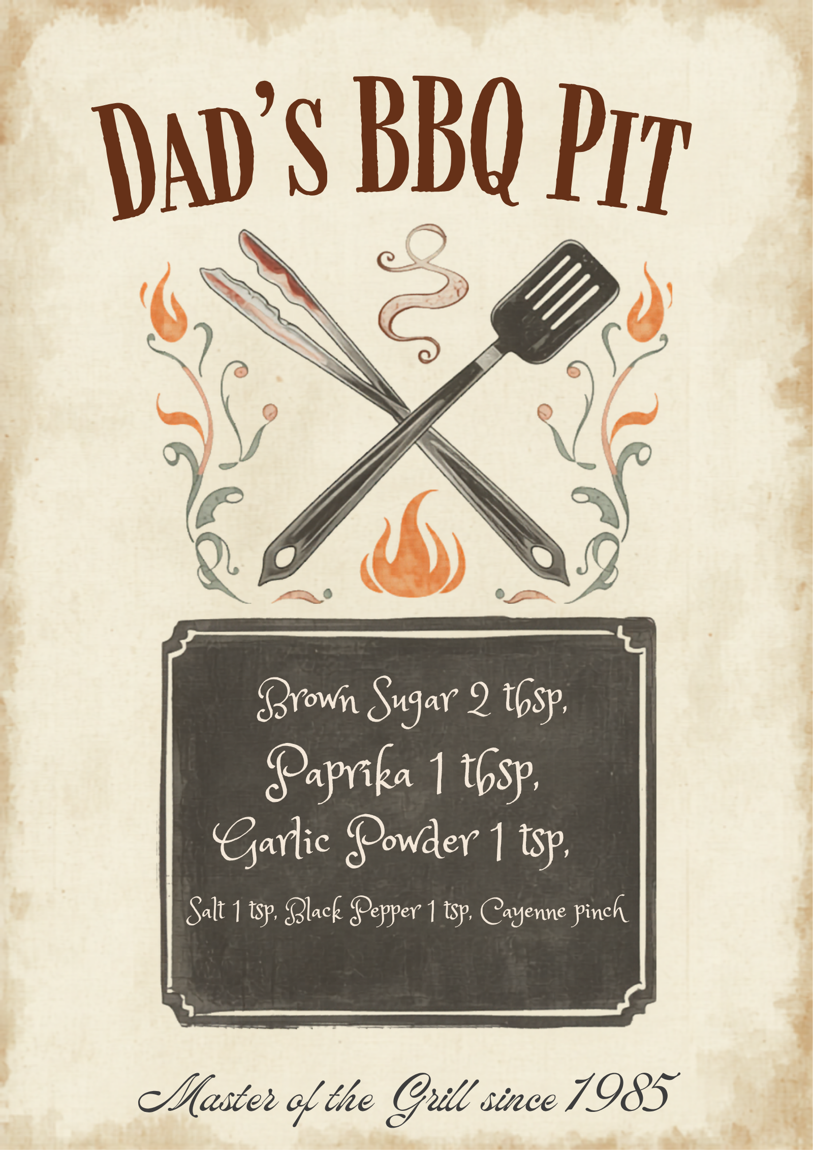 Custom Dad's BBQ Pit grill master Father's Day canvas