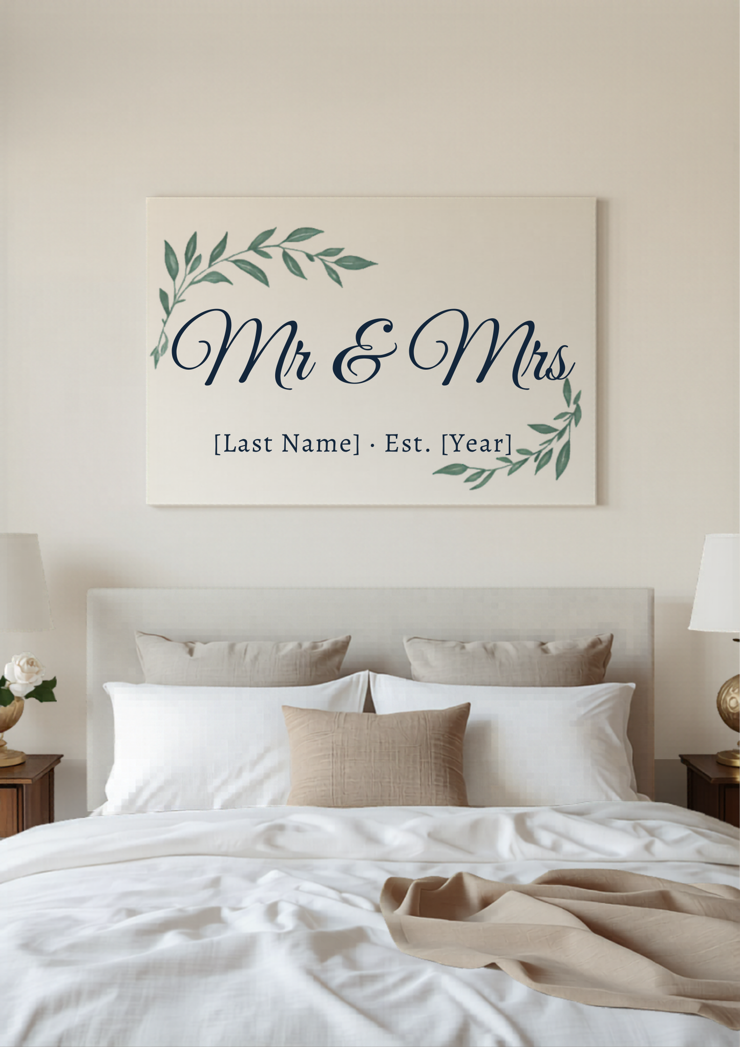 Mr And Mrs Custom Last Name Established Canvas — Personalized Wedding Newlywed Wall Art by AmourPrint