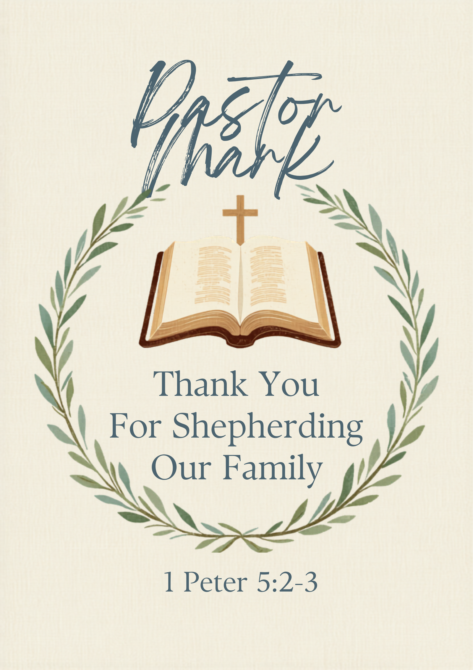 Custom Pastor Appreciation Canvas 1 Peter 5:2