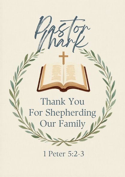 Custom Pastor Appreciation 1 Peter 5:2 Christian canvas