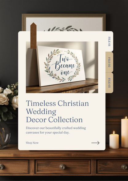Two Became One Mark 10:8 Christian wedding Bible verse canvas
