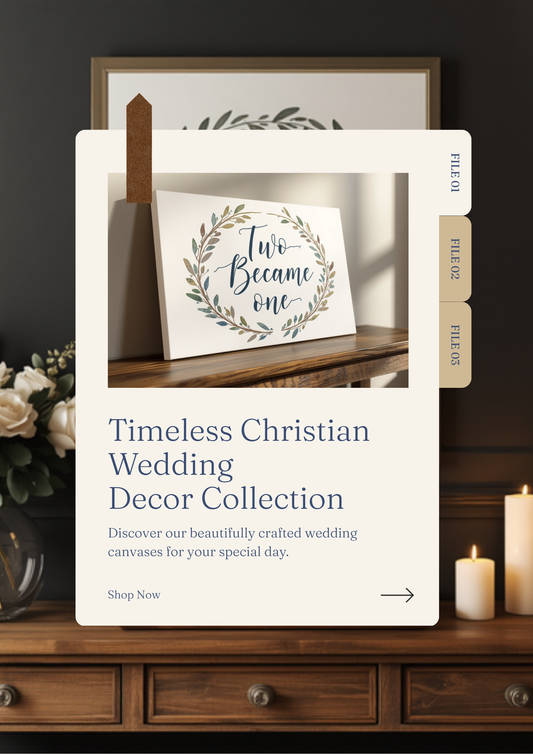 Two Became One Mark 10:8 Christian wedding Bible verse canvas