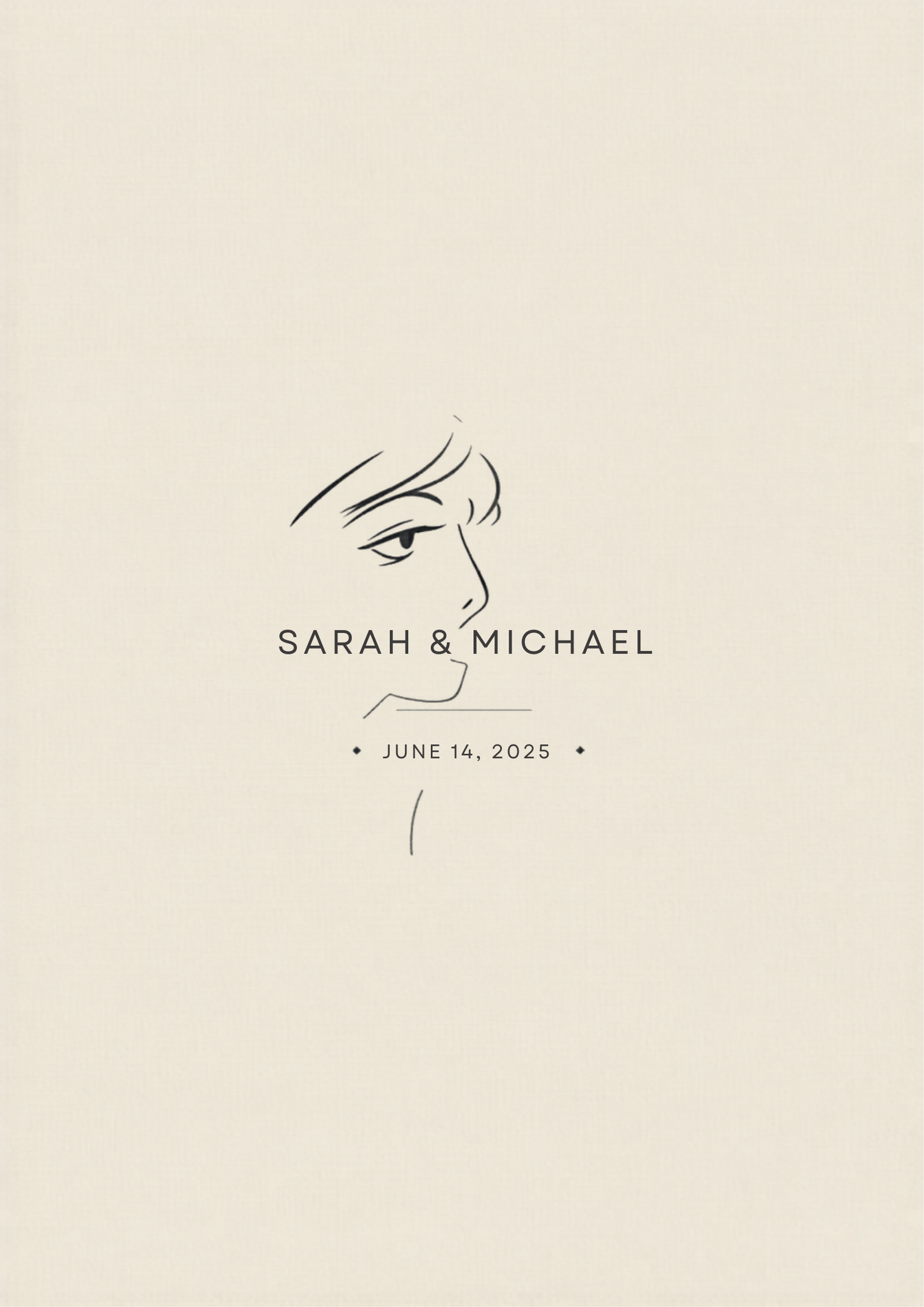 Custom couple minimalist line art portrait canvas