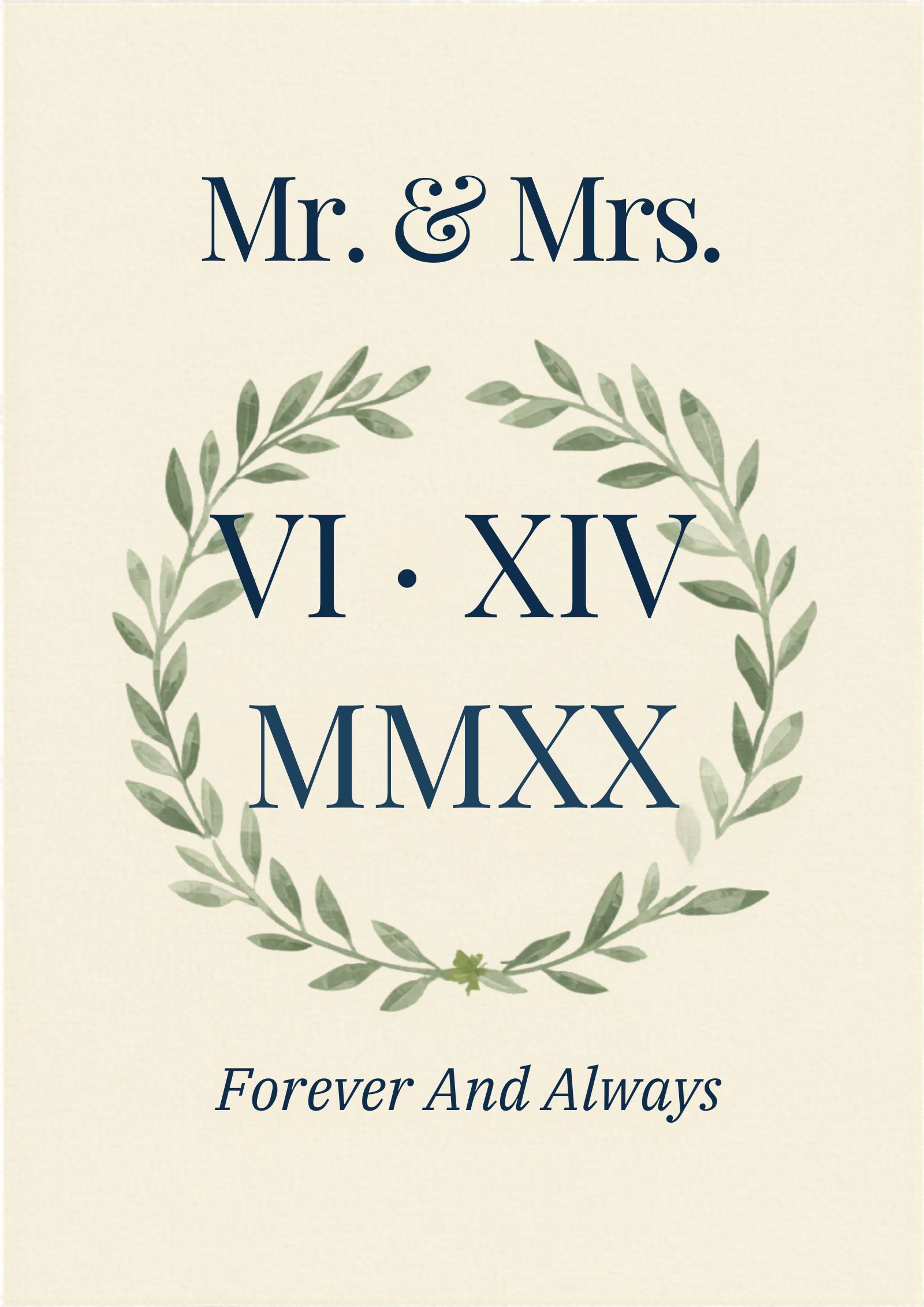 Custom Roman numeral anniversary Mr Mrs wedding date canvas