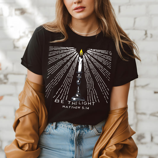 Be the Light Bible Verse Shirt – Matthew 5:14 Christian Candle Tee  | Christian Encouragement Shirt – Matthew 5:14 Bible Verse Tee