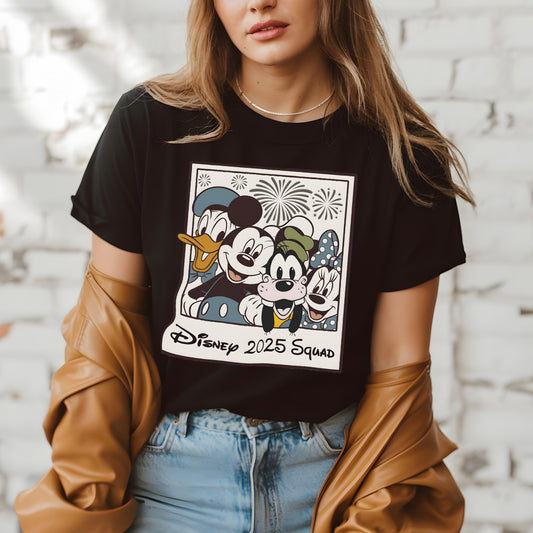 2025 Vacation Character Shirt | Classic Cartoon Crew Tee | Family Trip Matching Outfit | Classic Animation Character Group Shirt | Fireworks Theme 2025 Trip Tee | Family Squad Shirt