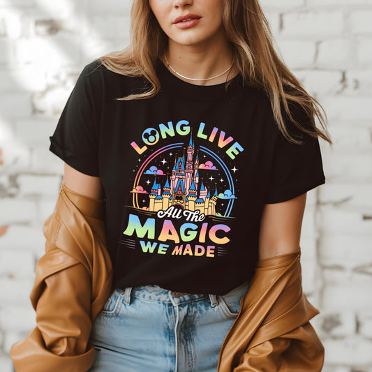 Disney Castle Shirt | Long Live the Magic Graphic Tee | Matching Family Vacation Shirt |  Sparkle Castle Shirt | Colorful Fantasy Palace Tee | Fairytale Magic Crew Shirt