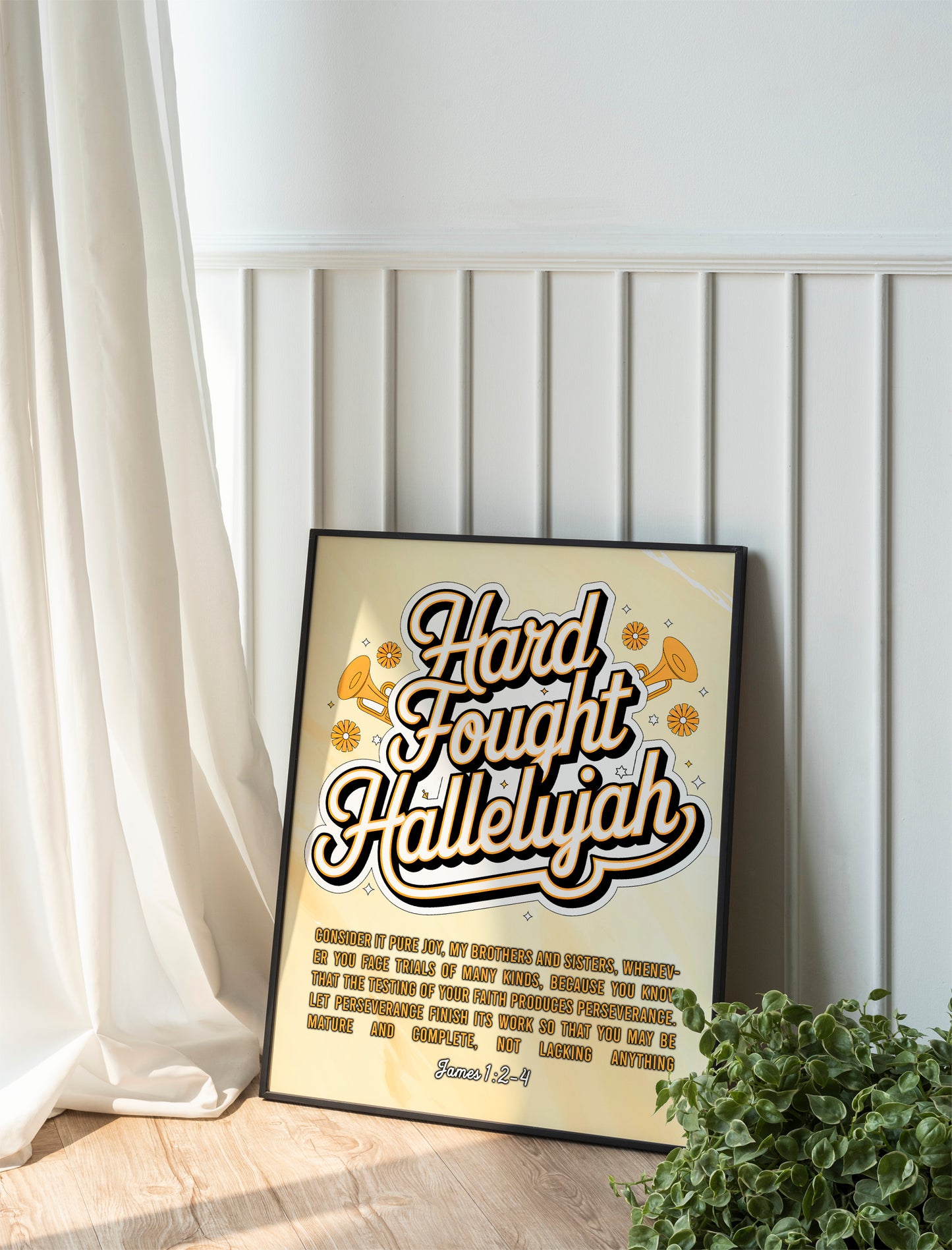 Hard Fought Hallelujah Art - Christian Country Gospel Art, Battle-Tested Faith Wall art with Bold Typography Design
