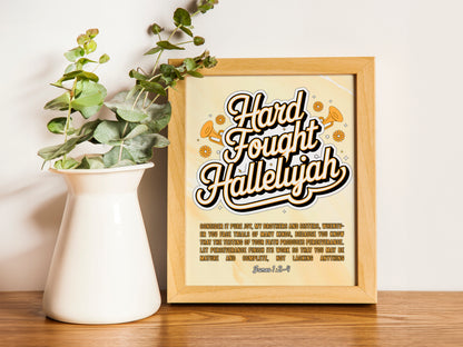Hard Fought Hallelujah Art - Christian Country Gospel Art, Battle-Tested Faith Wall art with Bold Typography Design