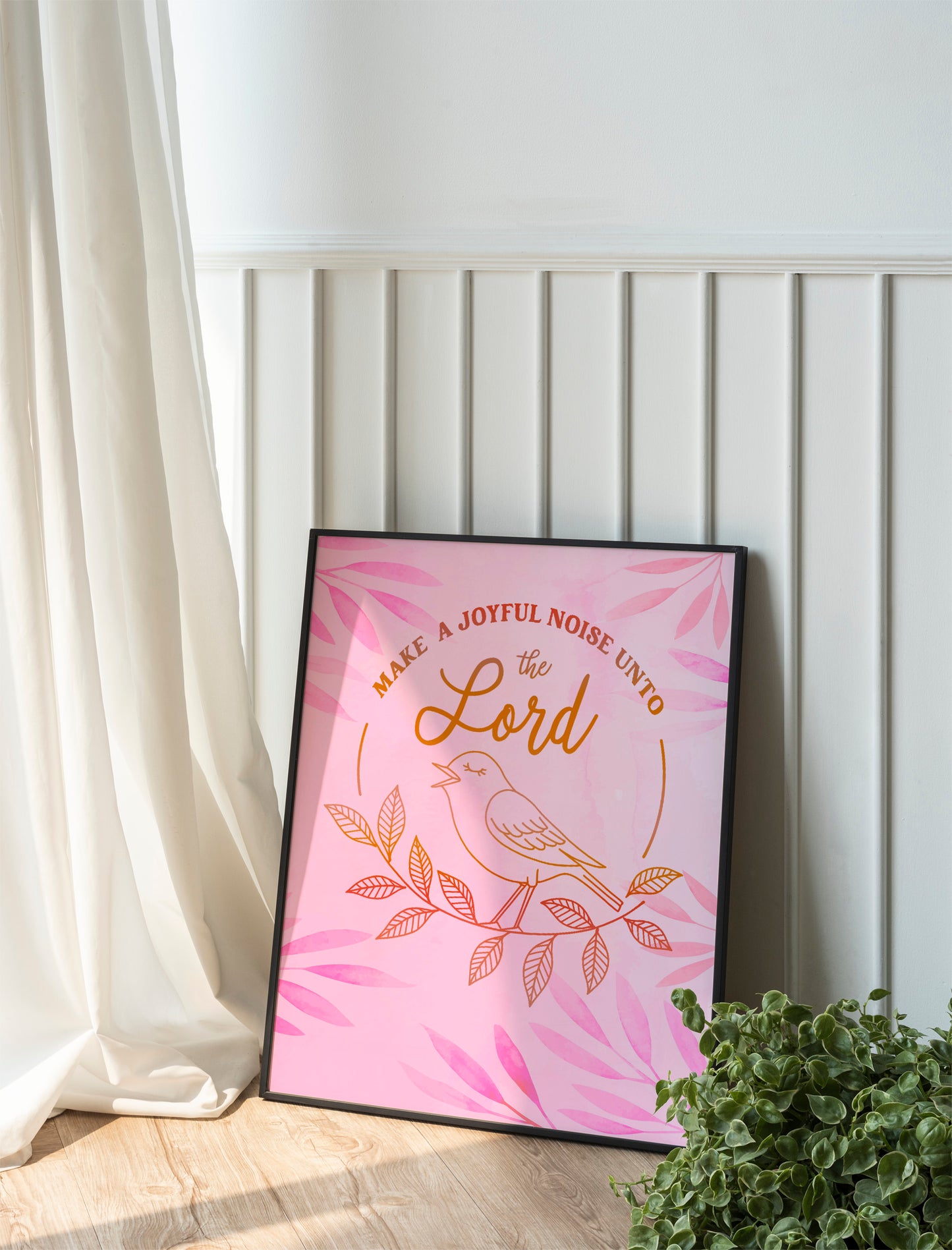 Make a Joyful Noise Christian Art - Psalm-Inspired Singing Bird Wall art, Praise & Worship Scripture Design