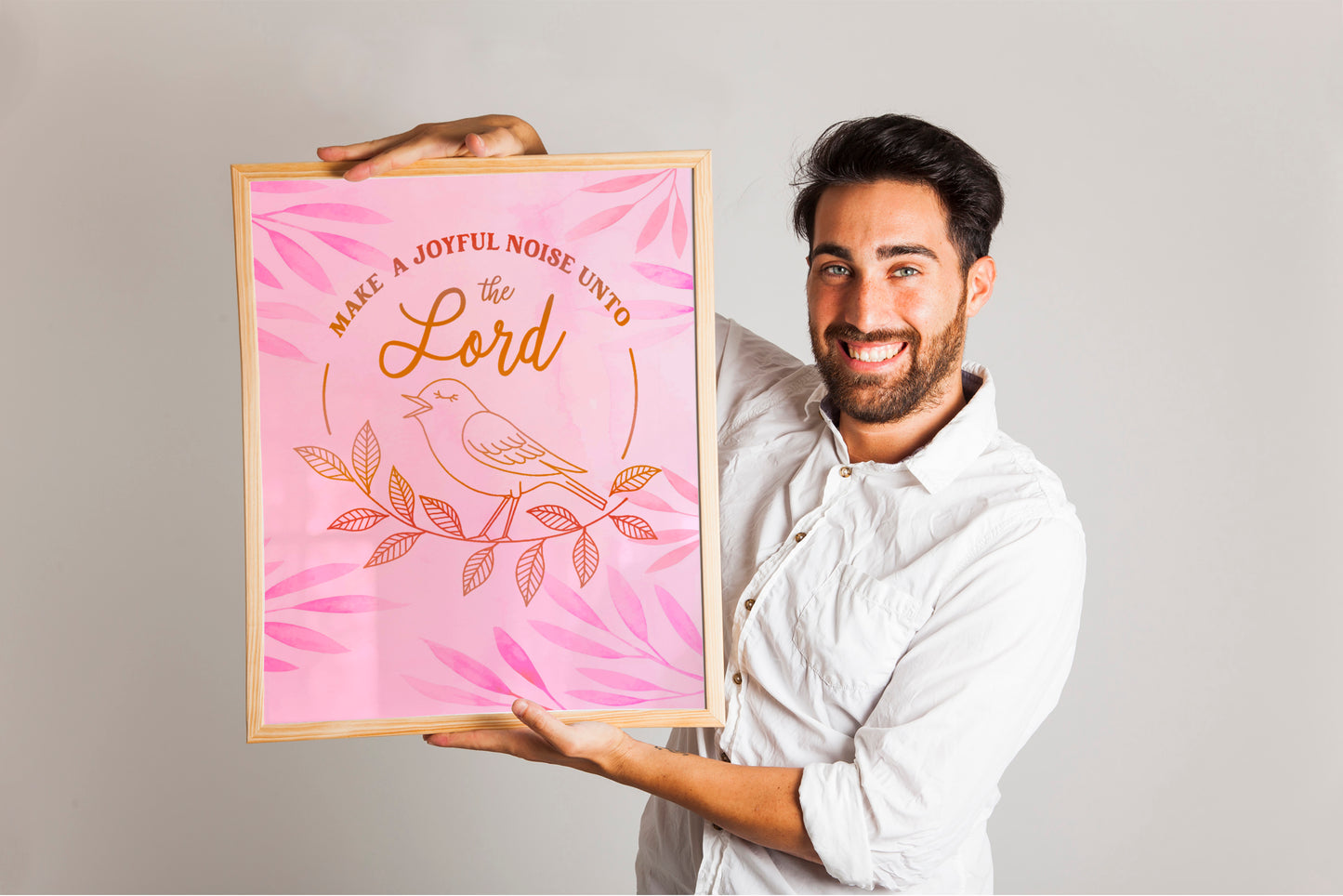Make a Joyful Noise Christian Art - Psalm-Inspired Singing Bird Wall art, Praise & Worship Scripture Design