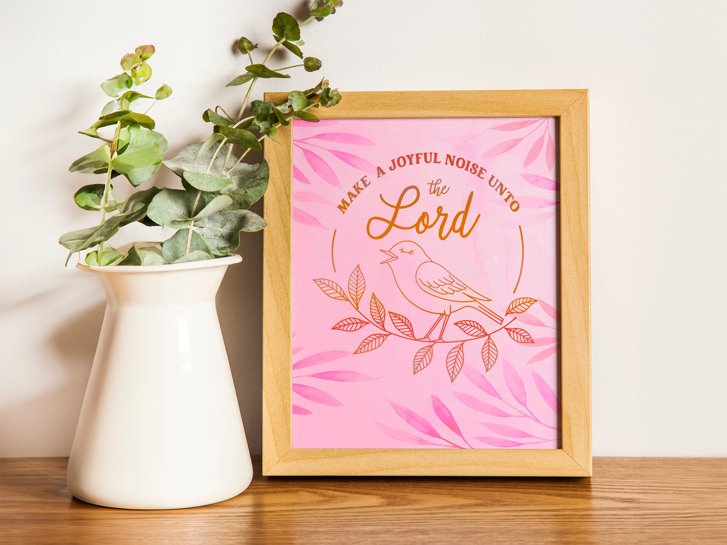 Make a Joyful Noise Christian Art - Psalm-Inspired Singing Bird Wall art, Praise & Worship Scripture Design