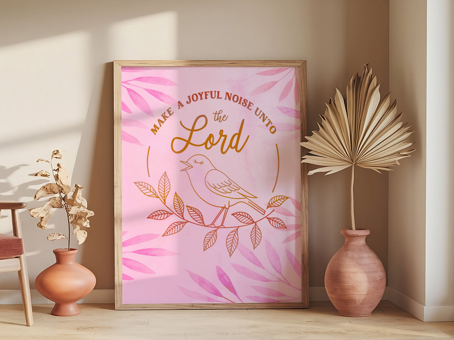 Make a Joyful Noise Christian Art - Psalm-Inspired Singing Bird Wall art, Praise & Worship Scripture Design
