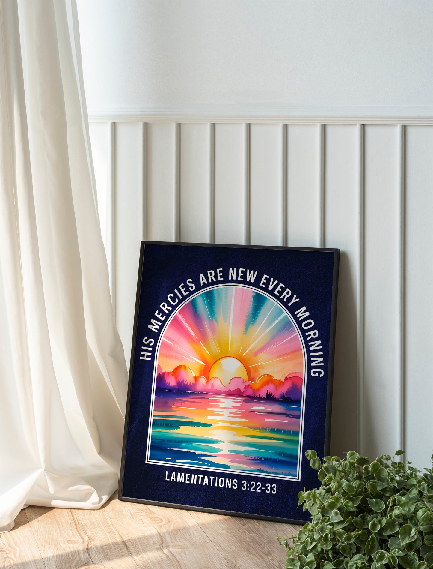 His Mercies Are New Every Morning Art - Lamentations 3:23 Sunrise Christian Wall art, FaithInspired Daily Hope Art