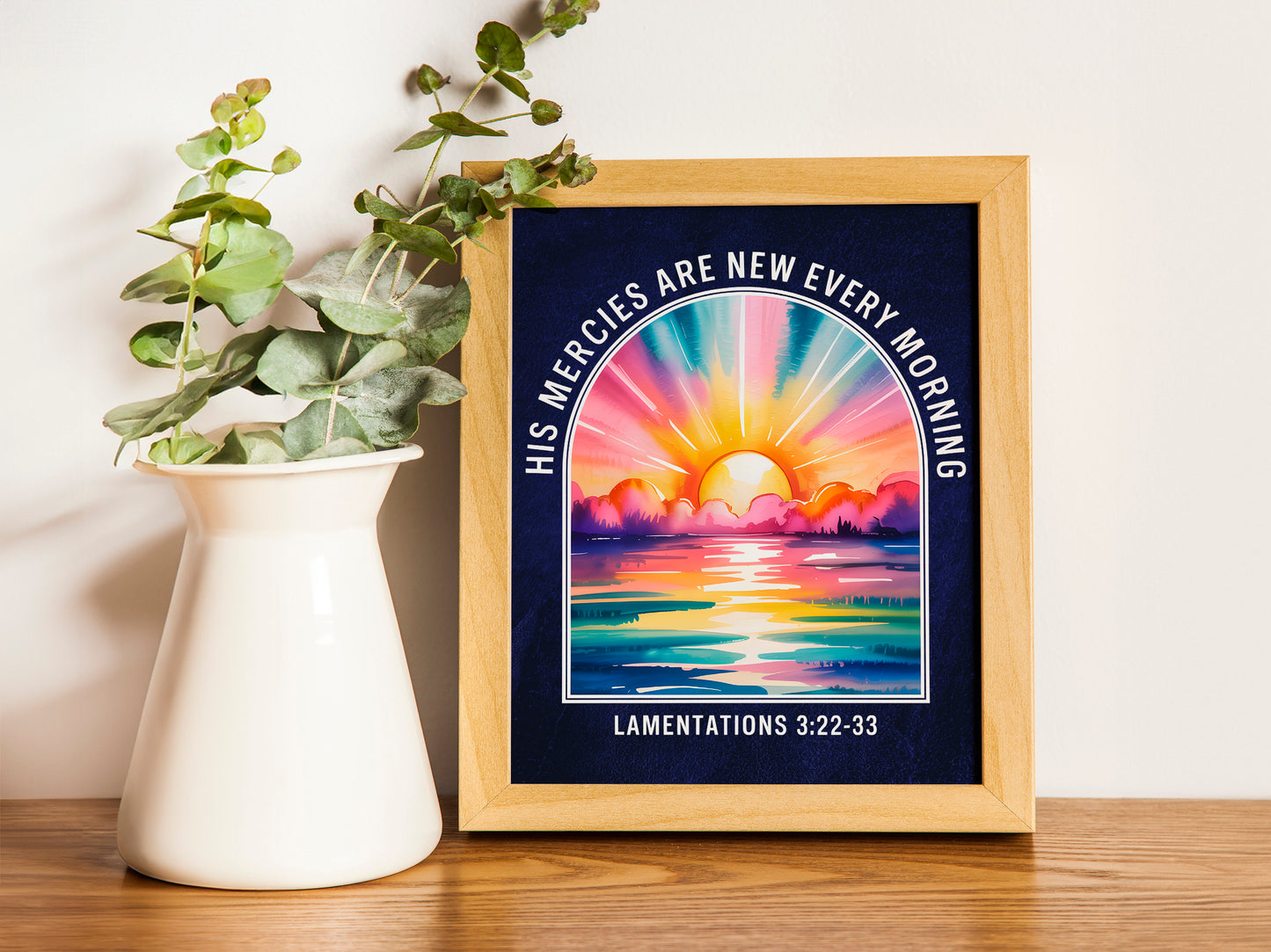 His Mercies Are New Every Morning Art - Lamentations 3:23 Sunrise Christian Wall art, FaithInspired Daily Hope Art