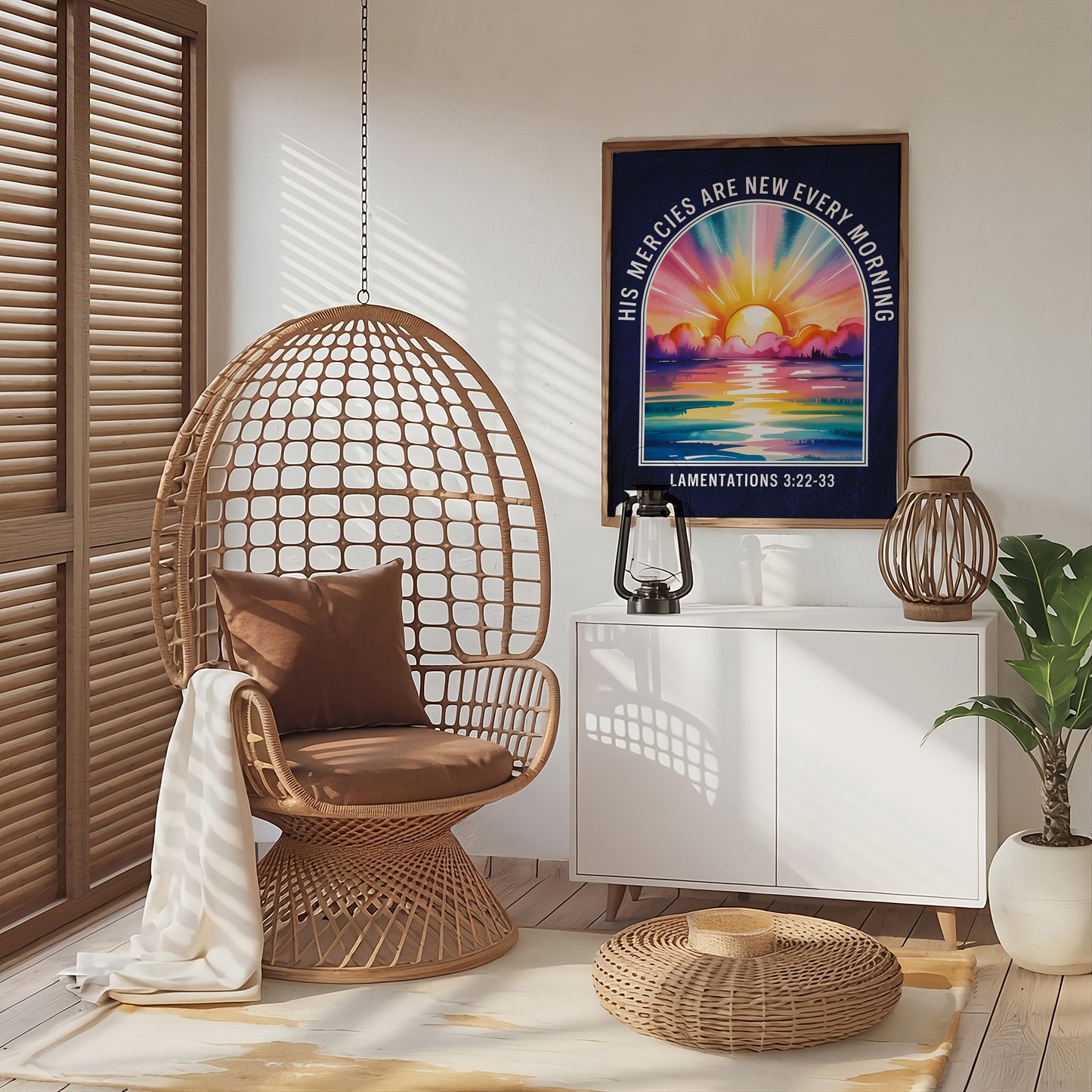His Mercies Are New Every Morning Art - Lamentations 3:23 Sunrise Christian Wall art, FaithInspired Daily Hope Art