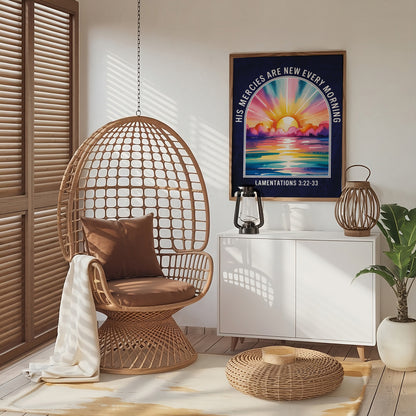 His Mercies Are New Every Morning Art - Lamentations 3:23 Sunrise Christian Wall art, FaithInspired Daily Hope Art