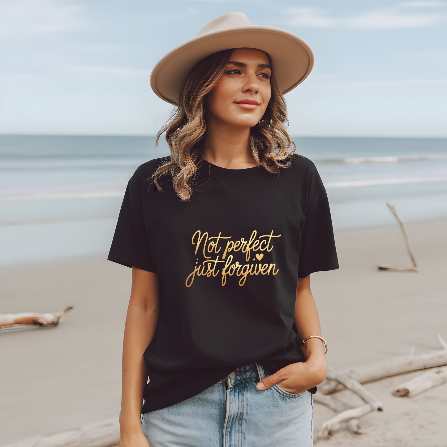 Not Perfect Just Forgiven Shirt – Christian Tee for Women – Grace & Faith Inspired T-Shirt | Forgiven Shirt – Christian Graphic Tee – Not Perfect Just Forgiven Quote T-Shirt