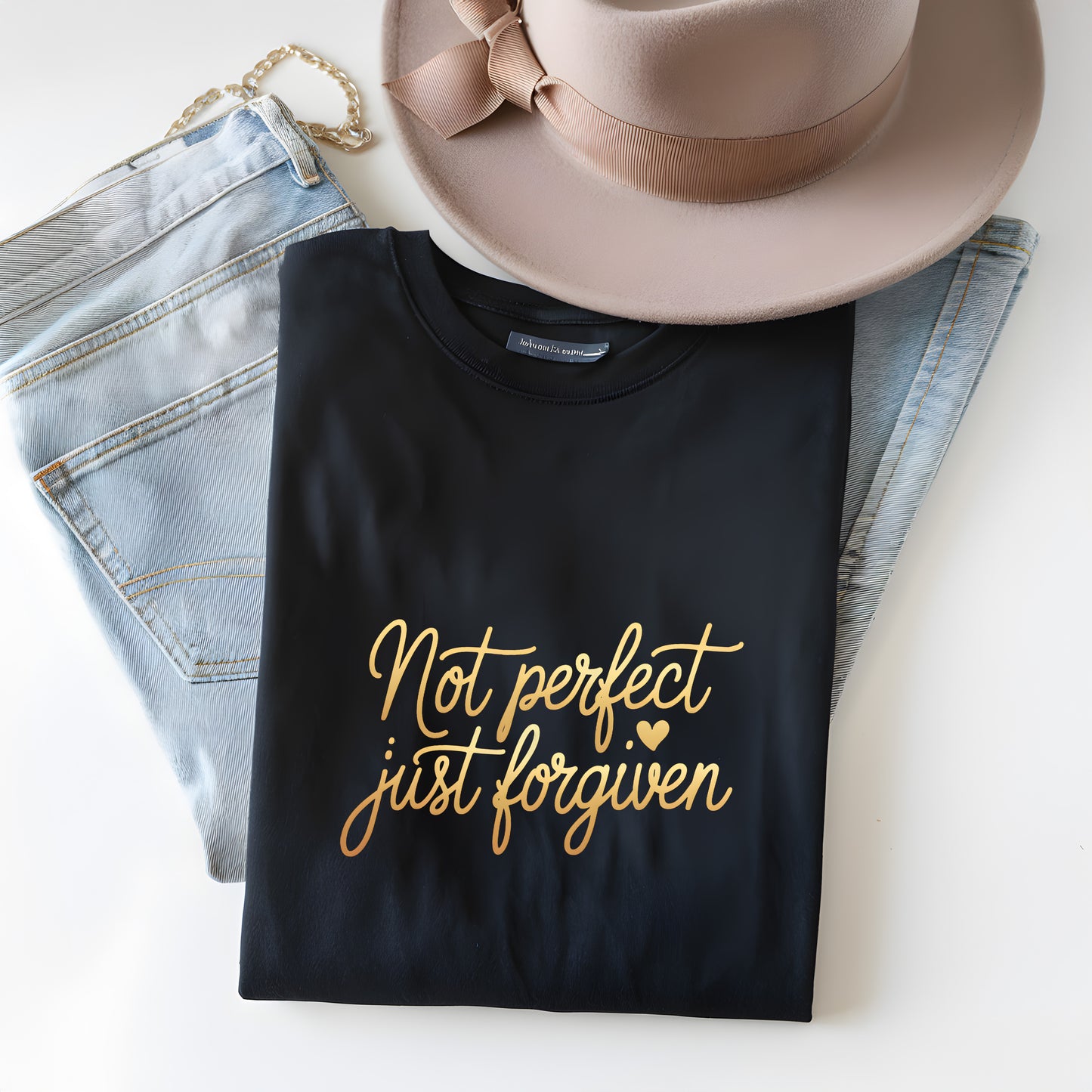 Not Perfect Just Forgiven Shirt – Christian Tee for Women – Grace & Faith Inspired T-Shirt | Forgiven Shirt – Christian Graphic Tee – Not Perfect Just Forgiven Quote T-Shirt