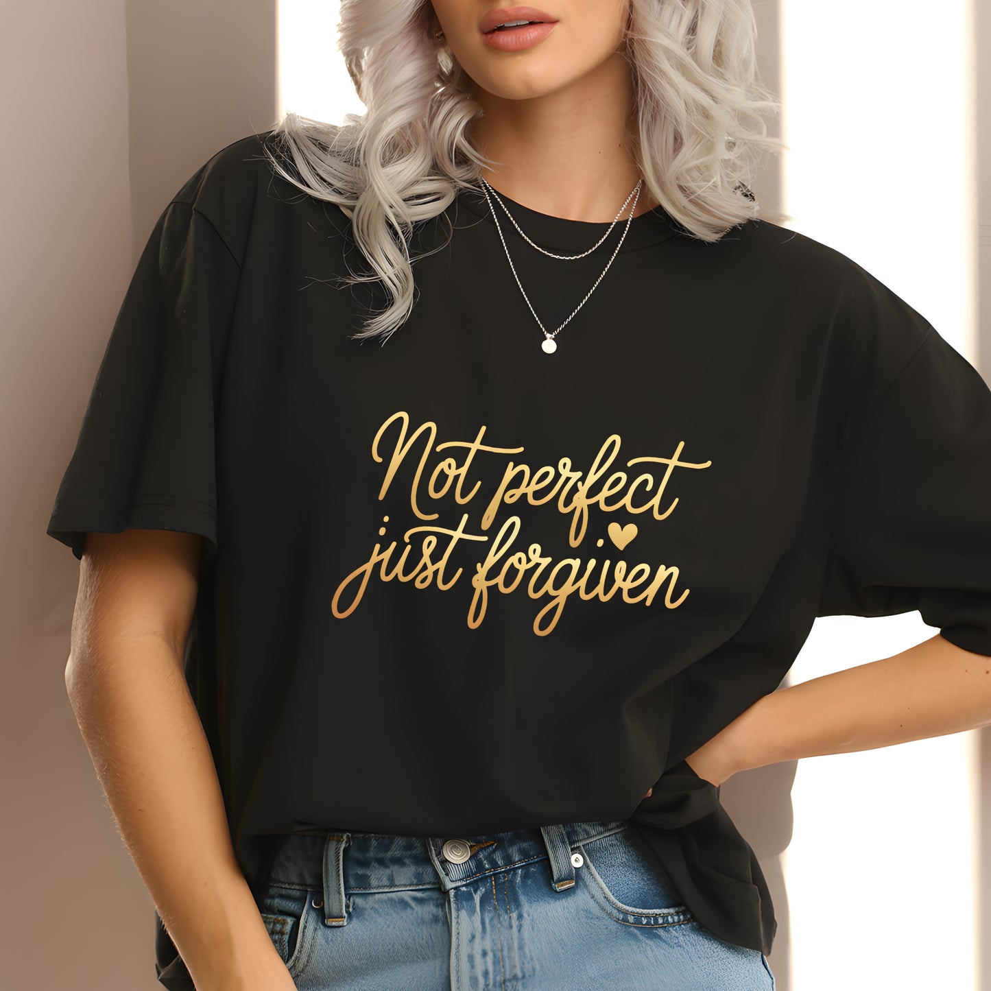 Not Perfect Just Forgiven Shirt – Christian Tee for Women – Grace & Faith Inspired T-Shirt | Forgiven Shirt – Christian Graphic Tee – Not Perfect Just Forgiven Quote T-Shirt